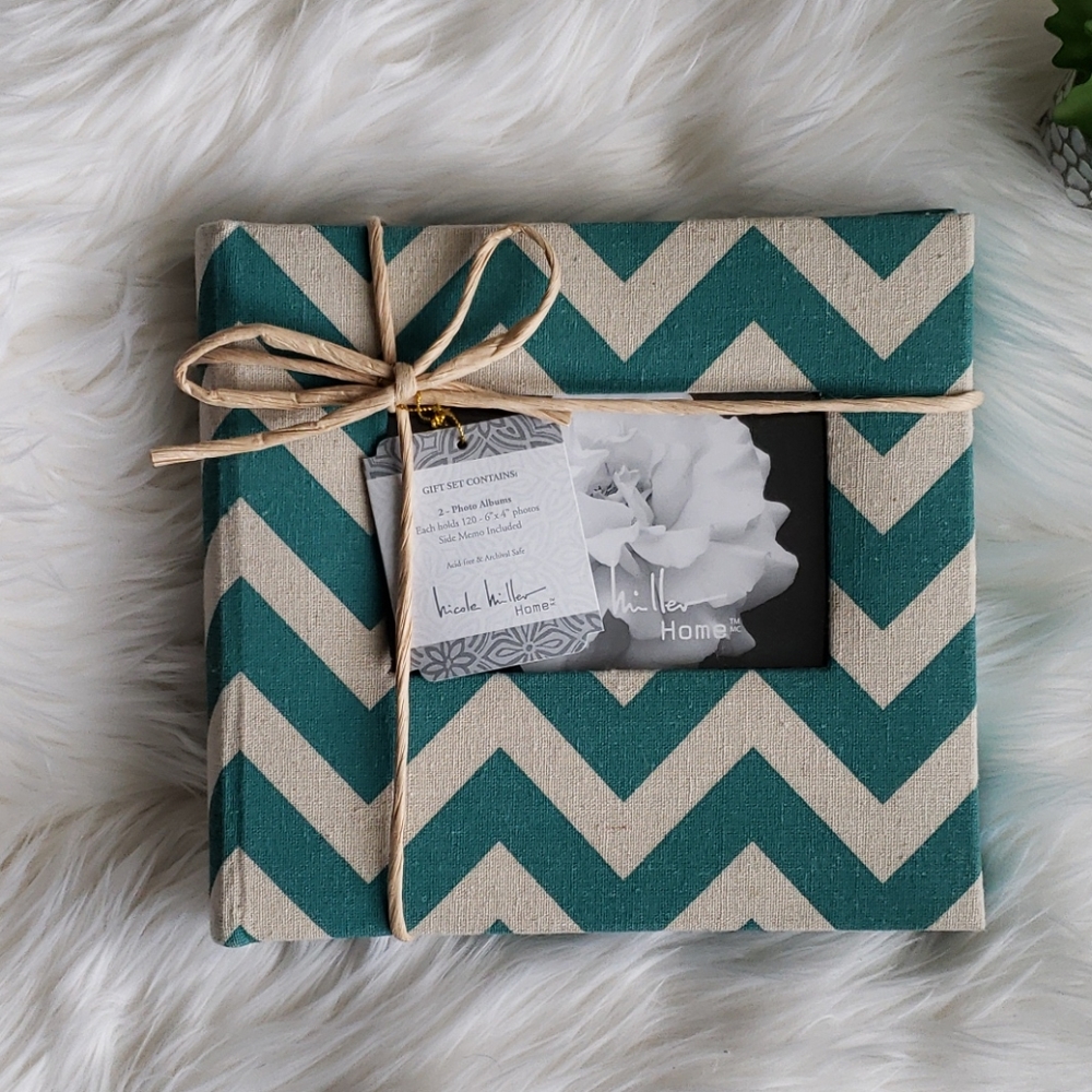 Nicole Miller Teal Cream Photo Albums